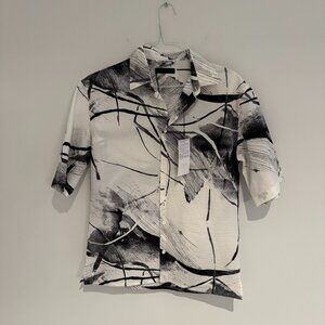 Zara Button Down Short Sleeve Graphic Shirt Size Small New With Tags
